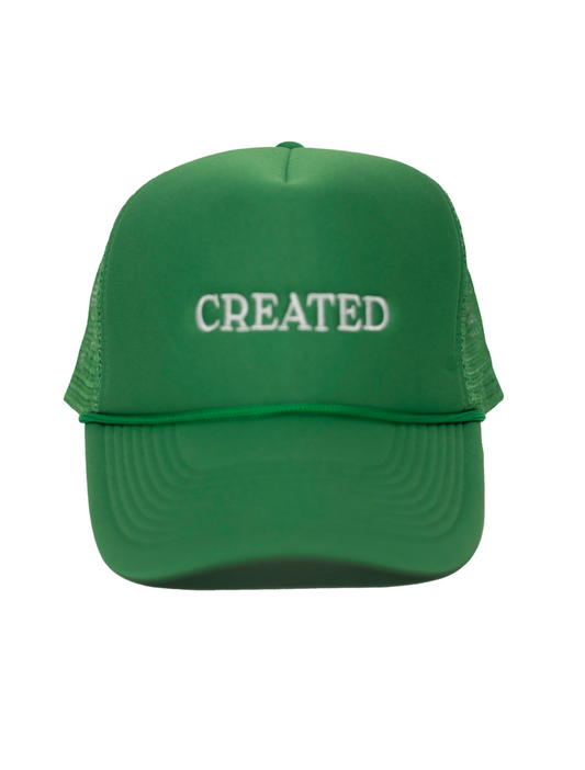'CREATED' trucker hat - cadmium green